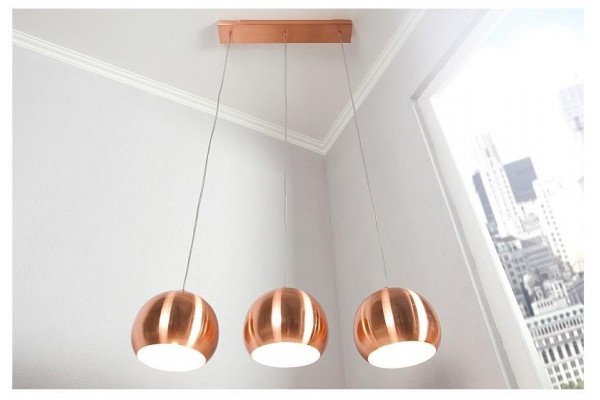 Závěsná lampa Měděná koule 3 kusy výškově nastavitelná