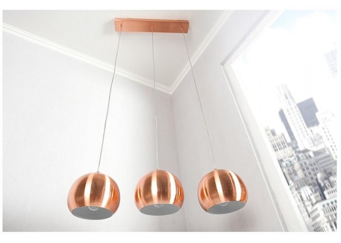 Závěsná lampa Měděná koule 3 kusy výškově nastavitelná