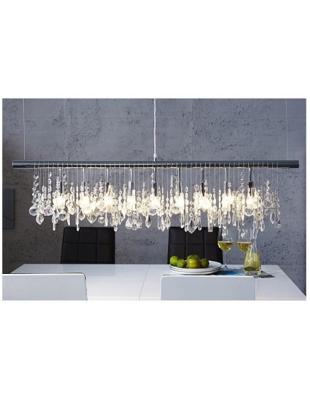 Závěsná lampa akrylové skleněné hranoly s drahokami