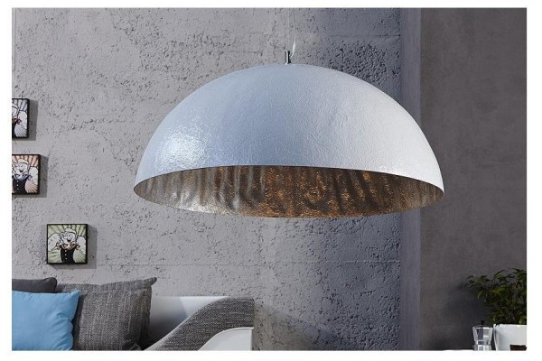 Závěsná lampa bílá stříbrná 50cm