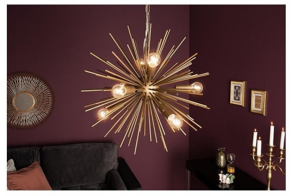 Závěsná lampa sluneční svit zlatá 50cm