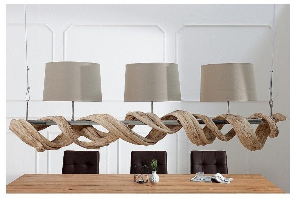 Závěsná lampa Vigine z recyklovaného dřeva 160cm