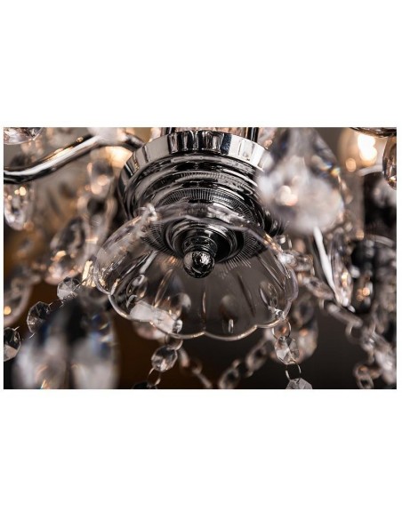 Závěsná lampa lustrové diamanty 5ramenný chrom S