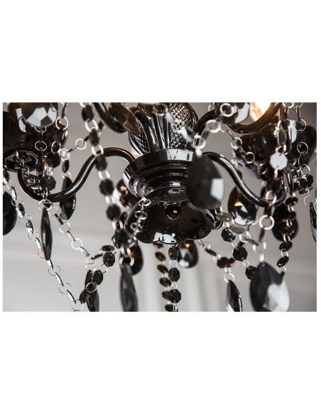 Závěsná lampa Lustrové diamanty 5ramenný černý S