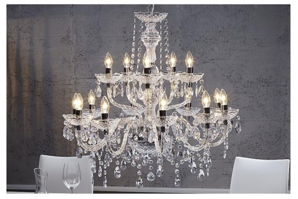 Závěsná lampa diamantový lustr 15ramenný čirý