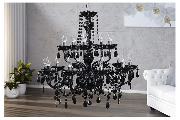 Závěsná lampa diamantový lustr 15ramenný černý
