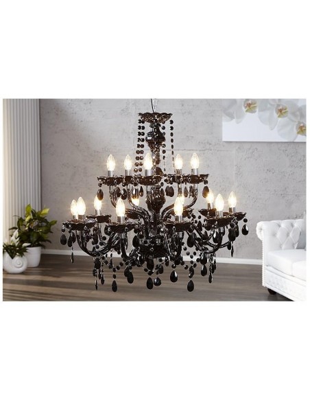 Závěsná lampa diamantový lustr 15ramenný černý