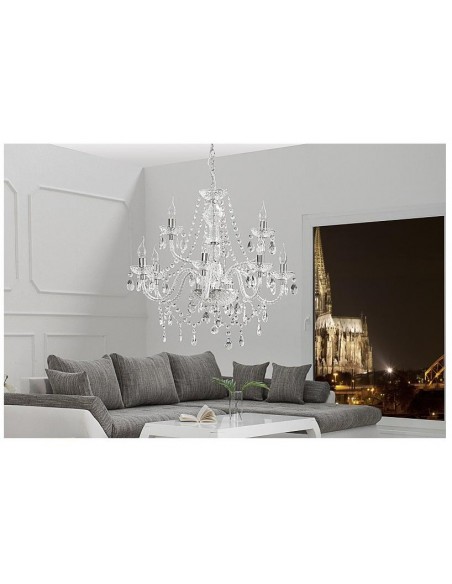 Závěsná lampa diamantový lustr 9ramenný čirý