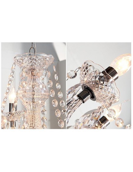 Závěsná lampa diamantový lustr 9ramenný čirý