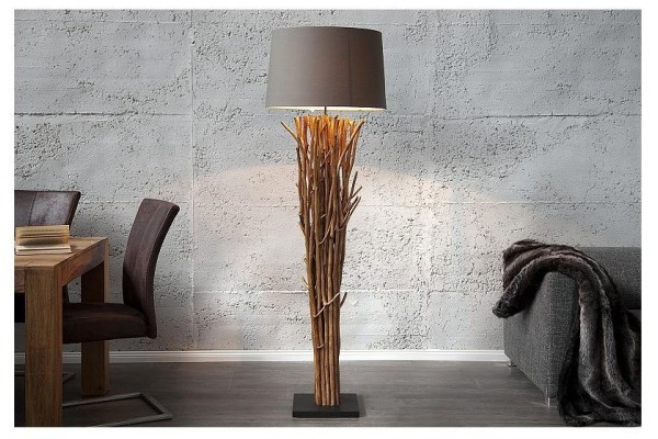 Stojací lampa přírodním dřevě Euforie hnědá 175cm