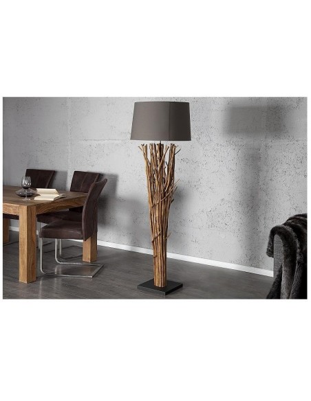 Stojací lampa přírodním dřevě Euforie hnědá 175cm