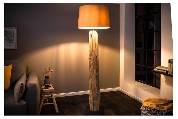 Stojací lampa v přírodním dřevě rousilique béžová