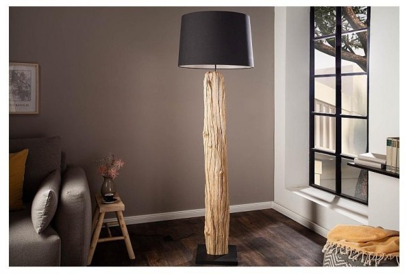 Stojací lampa v  přírodním dřevě rousilique černá