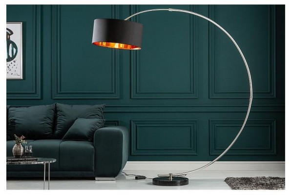 Stojací lampa Python černá zlatá s stmívačem