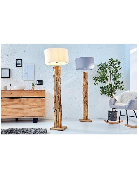 Stojací lampa s rámem z naplaveného dřeva