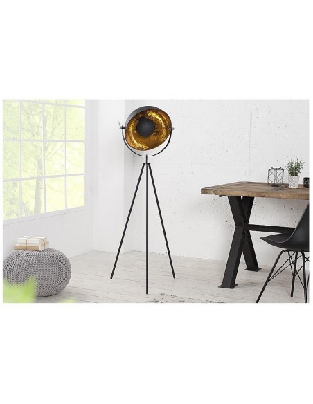 Stojací lampa studio černá zlatá 145cm