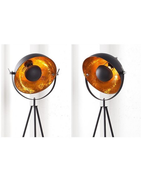 Stojací lampa studio černá zlatá 145cm
