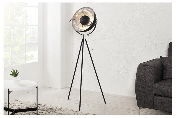 Stojací lampa Studio černá stříbrná 145cm