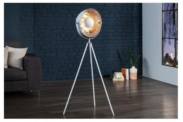 Stojací lampa Studio bílá stříbrná 145cm