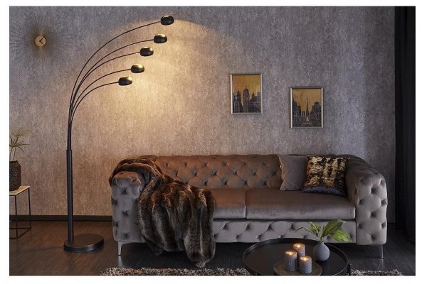 Stojací lampa Five Lights černé zlatě