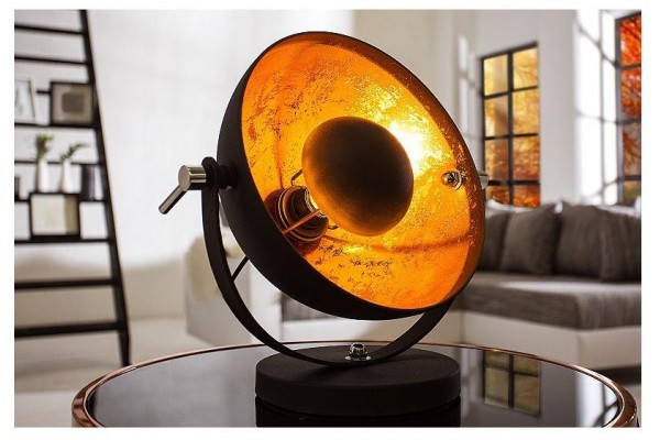 Stolní lampa studio černá zlatá 40cm