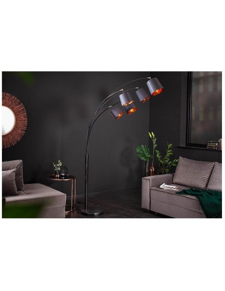 Stojací lampa modern černé zlato 202cm