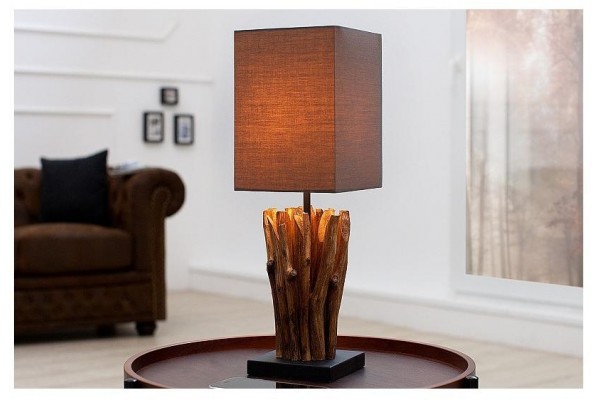 Stolní lampa z naplaveného dřeva Euphoria šedohnědá