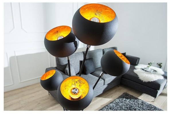 Stojací lampa Magma černá zlatá 170cm