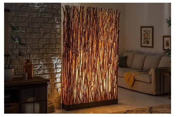 Stojací lampa Paravent přírodní dřevo 180cm