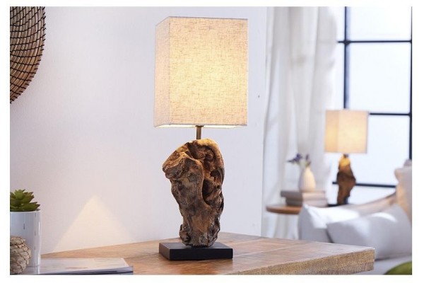 Stolní lampa z masivního dřeva Hypnotic béžová