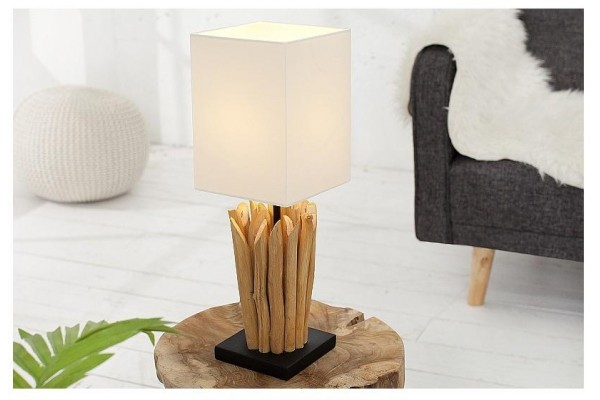 Stolní lampa z přírodního dřeva Euforie bílá