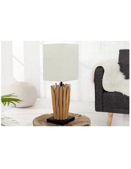 Stolní lampa z přírodního dřeva Euforie bílá