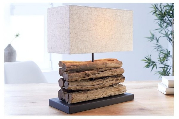 Stolní lampa z přírodního dřeva Perifere béžová