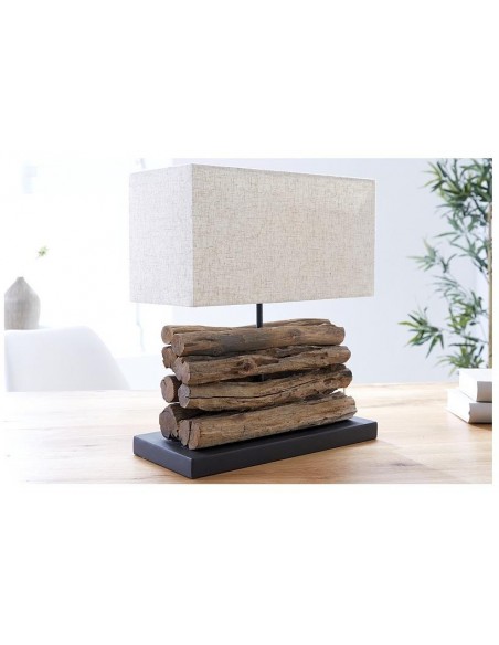 Stolní lampa z přírodního dřeva Perifere béžová