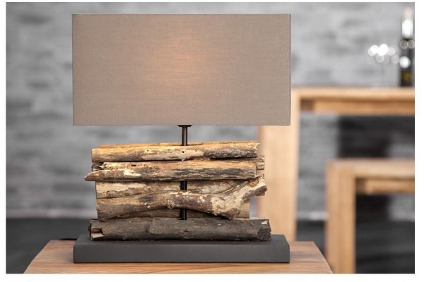 Stolní lampa z přírodního dřeva Perifere hnědá