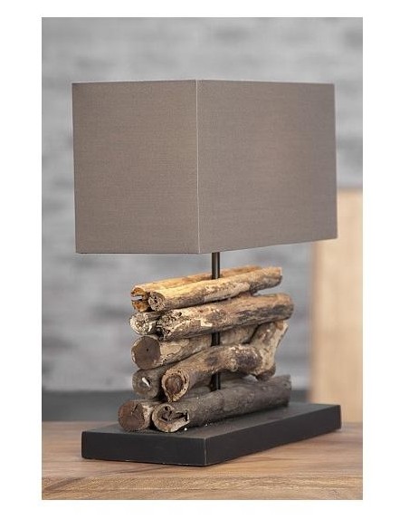 Stolní lampa z přírodního dřeva Perifere hnědá