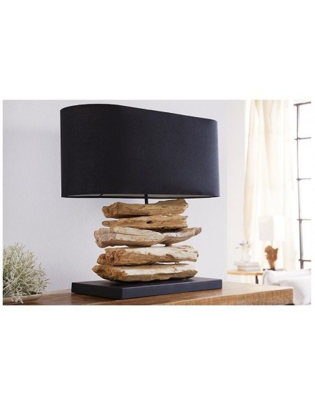 Stolní lampa z přírodního dřeva Perifere černá