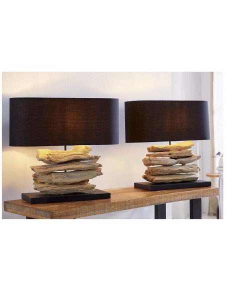 Stolní lampa z přírodního dřeva Perifere černá