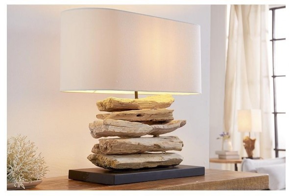 Stolní lampa v přírodního dřevě Riverine Bílá