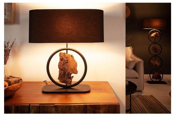 Stolní lampa Element černá akácie 58cm