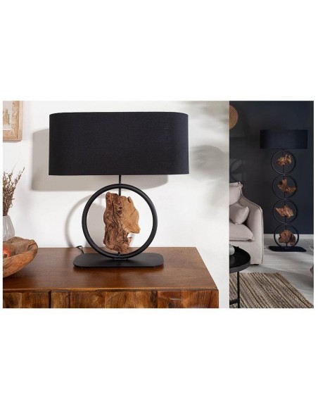 Stolní lampa Element černá akácie 58cm